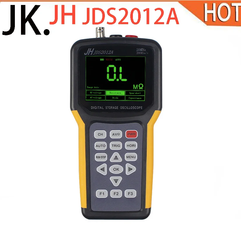 Новейший Jinhan JDS2012A JDS2022A 20 МГц полоса пропускания 2 канала JDS2022A Ручной цифровой осциллограф 200MSa/s образец Ra40 AC100-240V