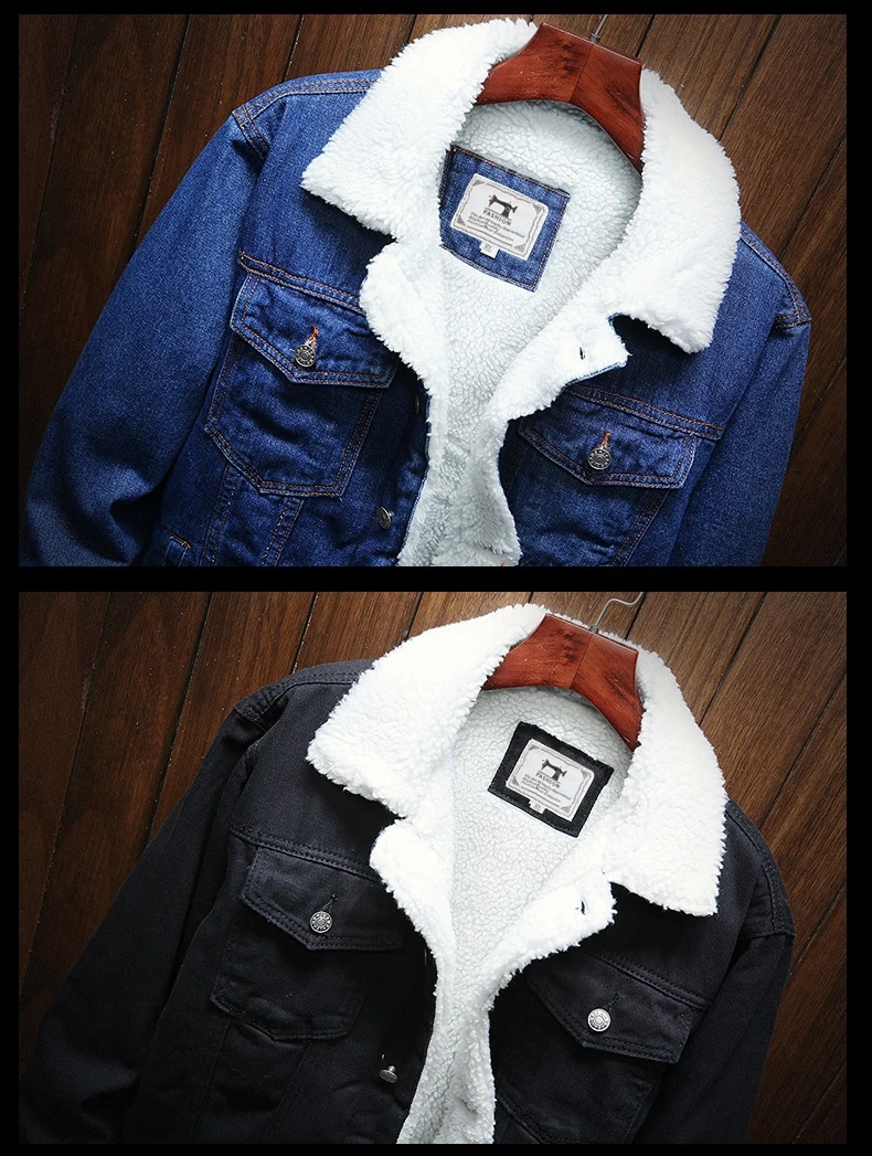 Мужской светильник, синие Зимние джинсовые куртки, верхняя одежда, теплые джинсовые пальто, новые мужские большие размеры, шерстяная подкладка, толстые зимние джинсовые куртки, Размер 6XL