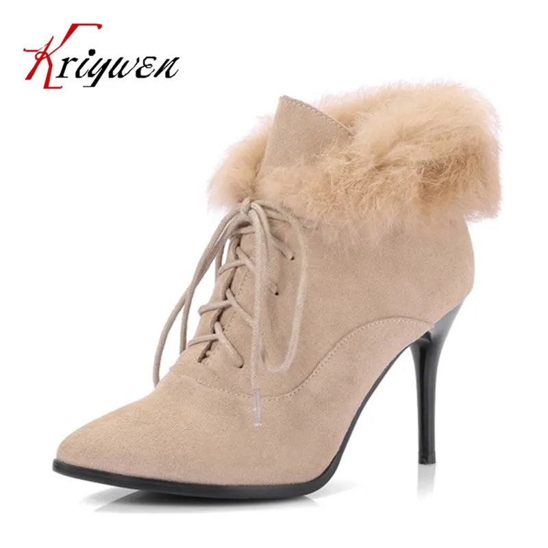 2017 autumn winter ankle boots Short ultra 11.5cm thin high heels sexy lady point toe fashion solid party shoes size 34-42 | Обувь