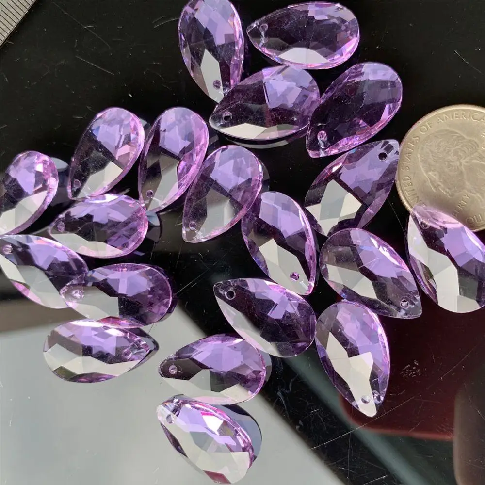 Purple 10PCS 4 цвета капли дождя Призма кулон Висячие солнечные Ловец стеклянная люстра часть DIY Декор лампы аксессуары для свадьбы 10 шт - Цвет: Purple 10PCS