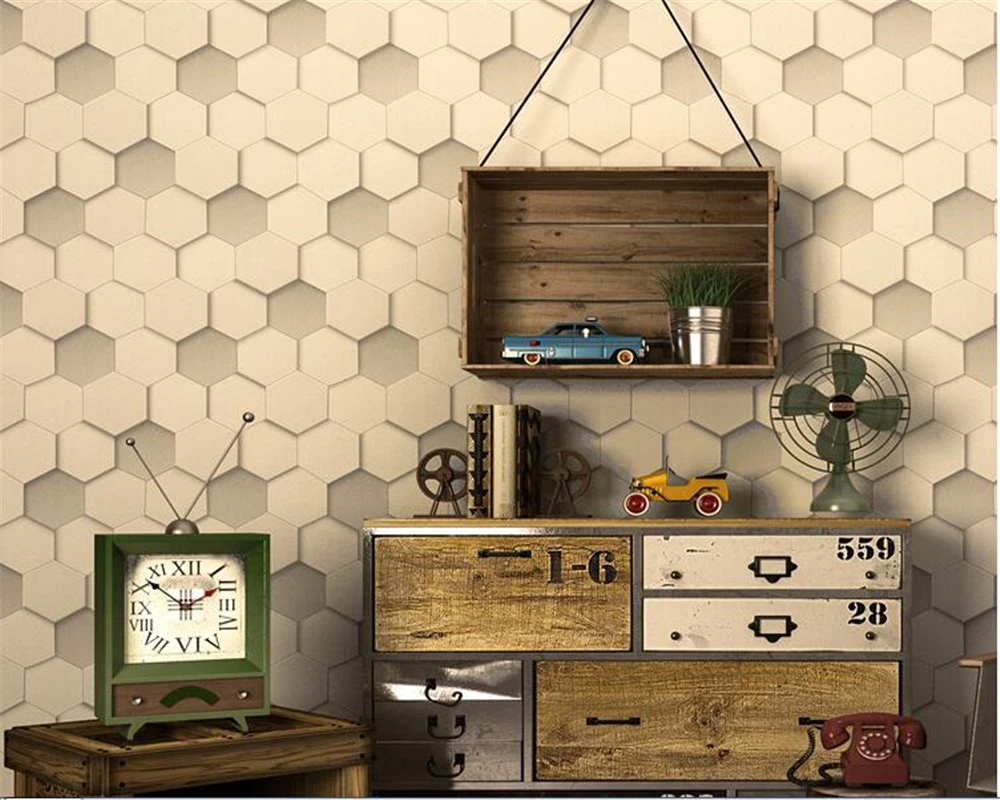 3D обои beibehang muralNordic с абстрактным геометрическим шестигранным текстурированным