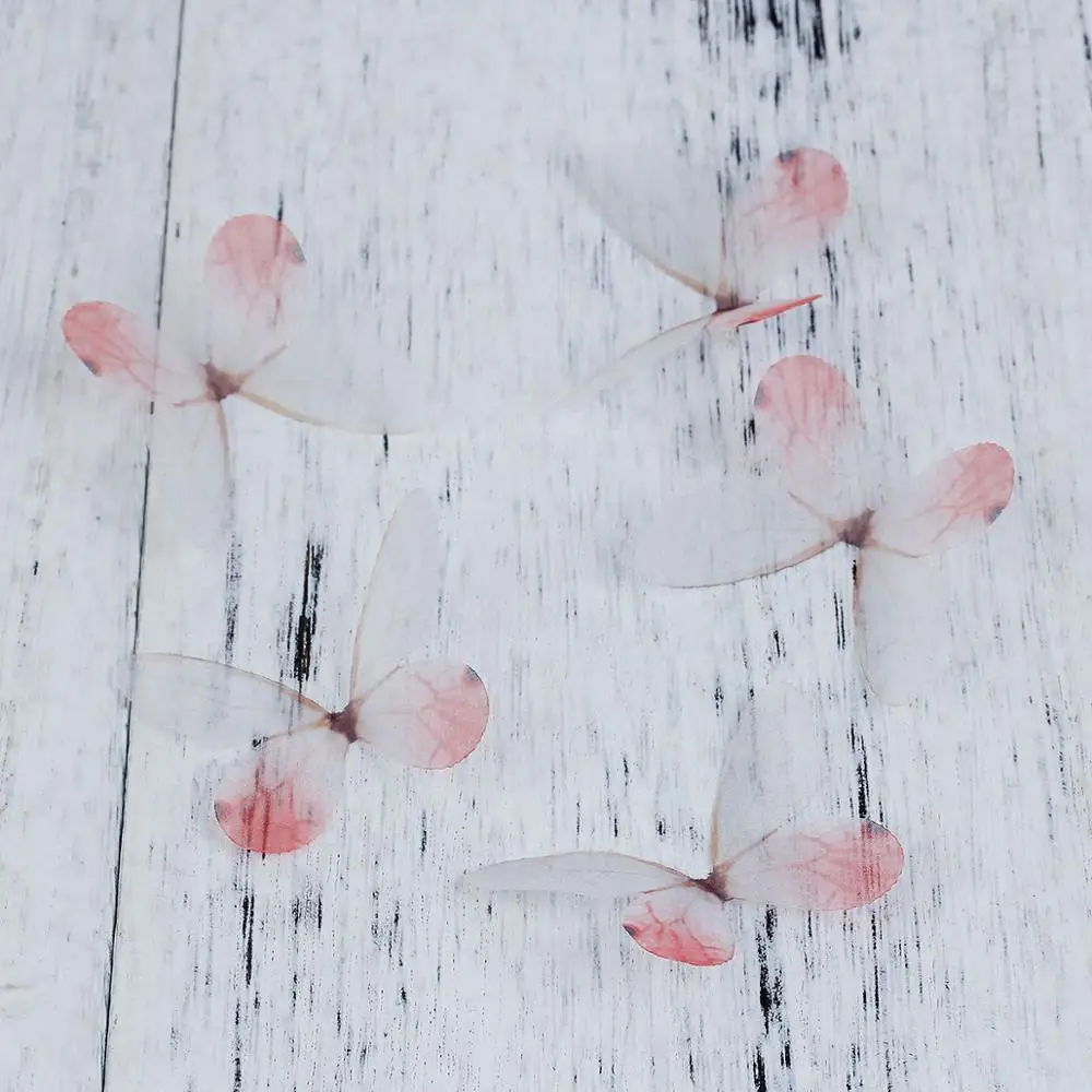 White Red 8 сезонов синий и фиолетовый органза эфирный Бабочка для для рукоделия DIY& craft, 5 шт - Цвет: White Red