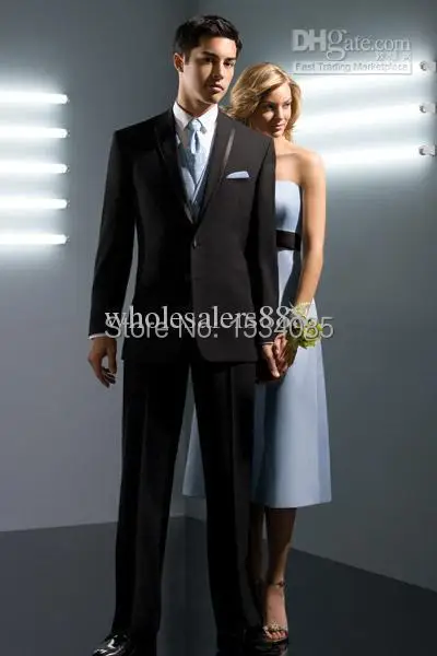 The new style Black Groom Tuxedos Two Buttons Groomsmen Men Wedding Suits gentleman suit(Jacket+Pants+Tie+Vest)NO392|jacket casual|jacket malejacket
