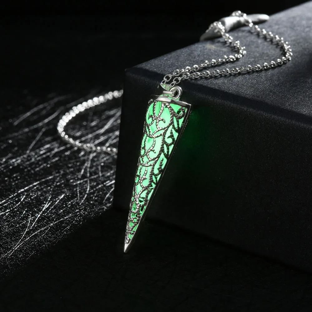 fluorescence green Светящийся камень флуоресцентная шестиугольная колонна ожерелье натуральный кристалл светящийся в темноте пуля камень подвеска кожаная ожерелье - Окраска металла: fluorescence green