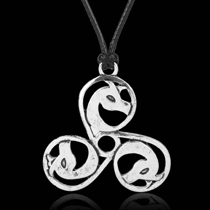 Мода Селтикс Дракон тройные головки бижутерия в стиле викингов мужские подвески