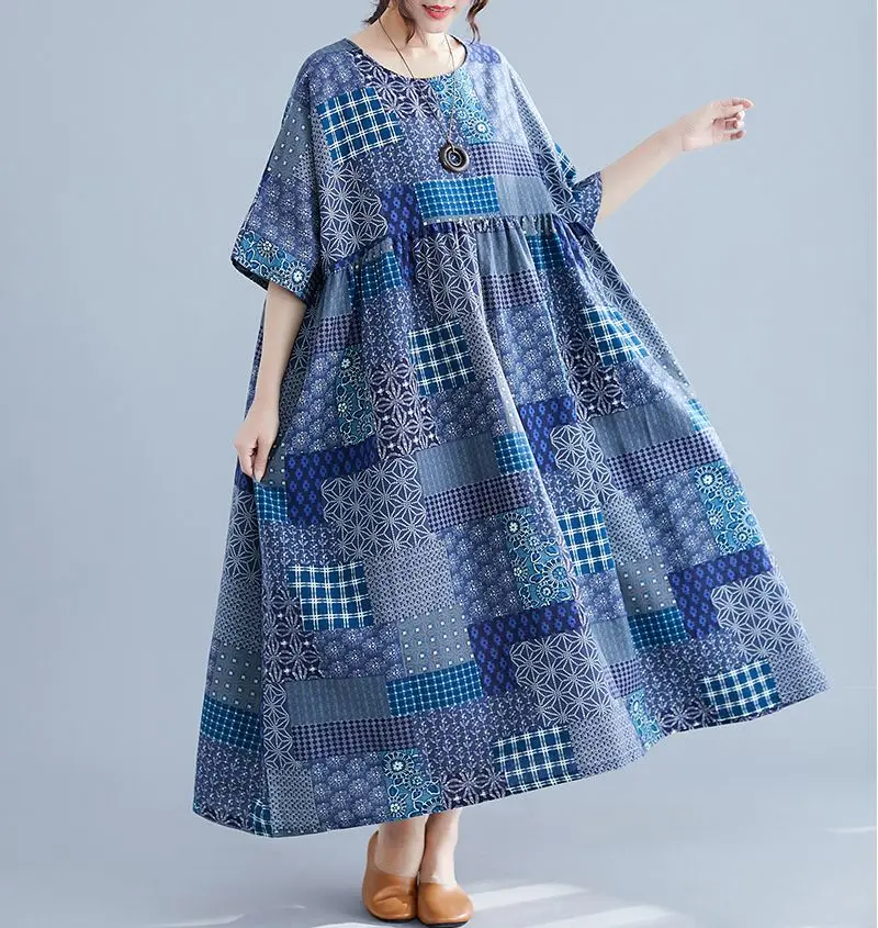NYFS летнее платье Новое винтажное свободное хлопковое длинное платье vestidos robe Elbise с большим подолом женское платье