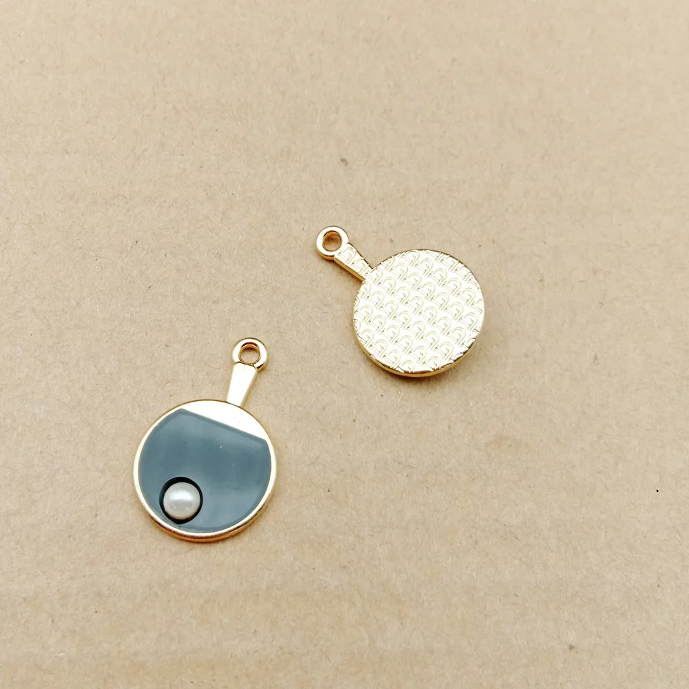 10pcs 23x15mm Enamel jewelry accessories pearl table tennis ball racket charms Earrings Necklace Pendant handmade DIY material | Украшения