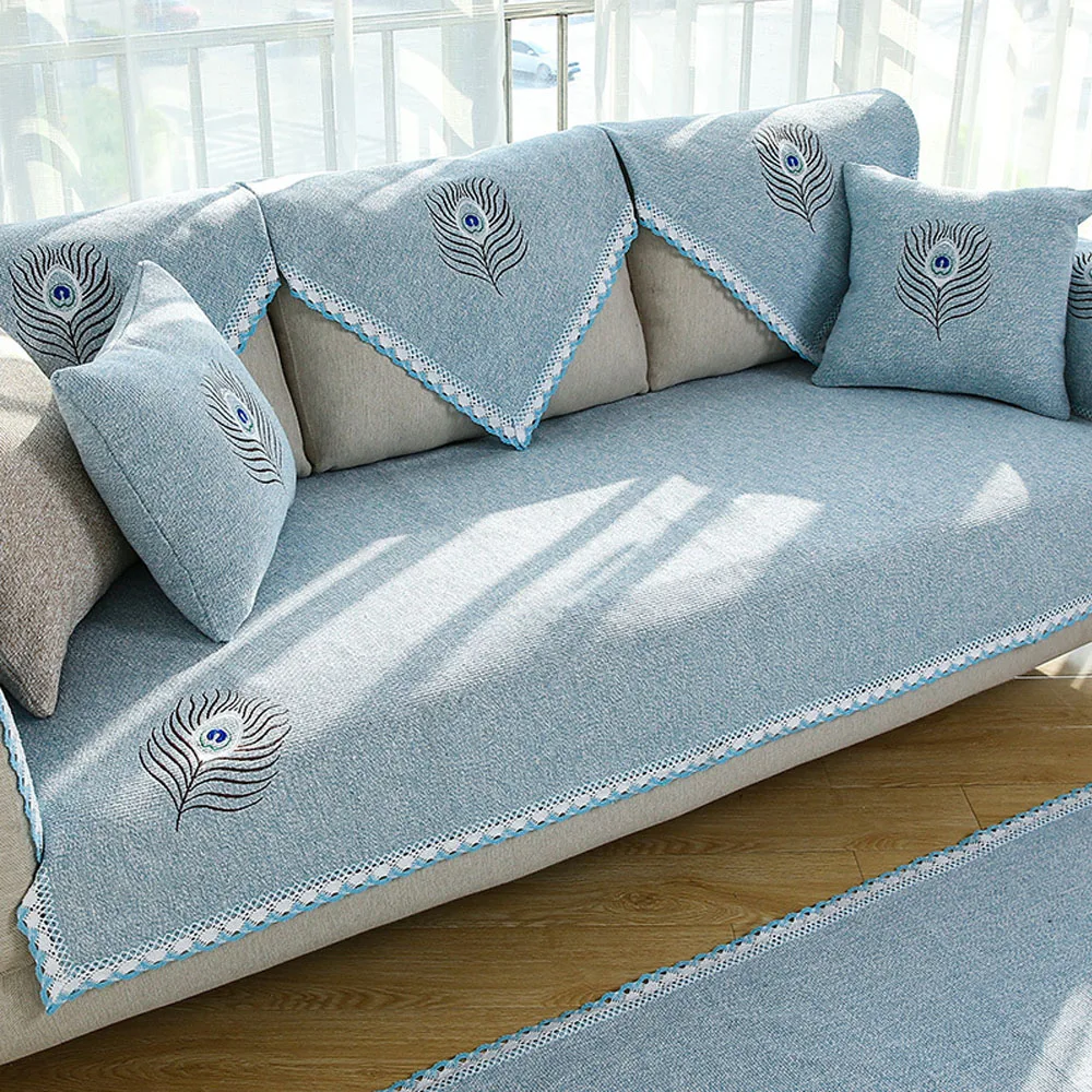 Полиэстер и хлопок Ткань Чехлы для диванов Современные вышитые Дизайн