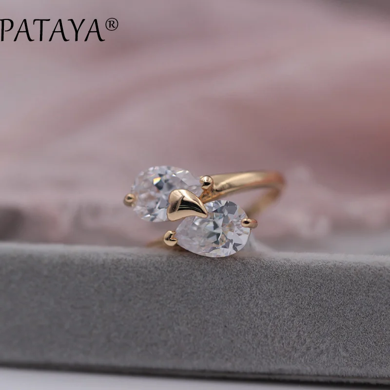 Женские кольца с каплями воды PATAYA модные из розового золота 585 пробы натуральным