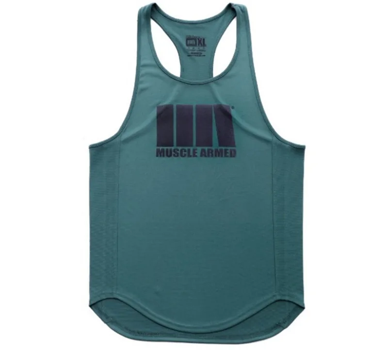 Green Vest Новая мода быстросохнущие рубашки без рукавов майка для мужчин Фитнес рубашка мужская фуфайка для бодибилдинга тренажерные залы жилет для фитнеса мужчин - Цвет: Green Vest