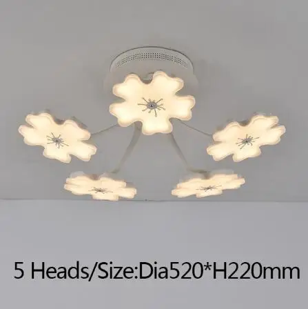 5 heads L52xW22cm Сливовый цвет креативные современные светодиодные потолочные лампы для гостиной спальни Крытый акриловый потолочный светильник светильники Освещение plafonnier - Цвет корпуса: 5 heads L52xW22cm