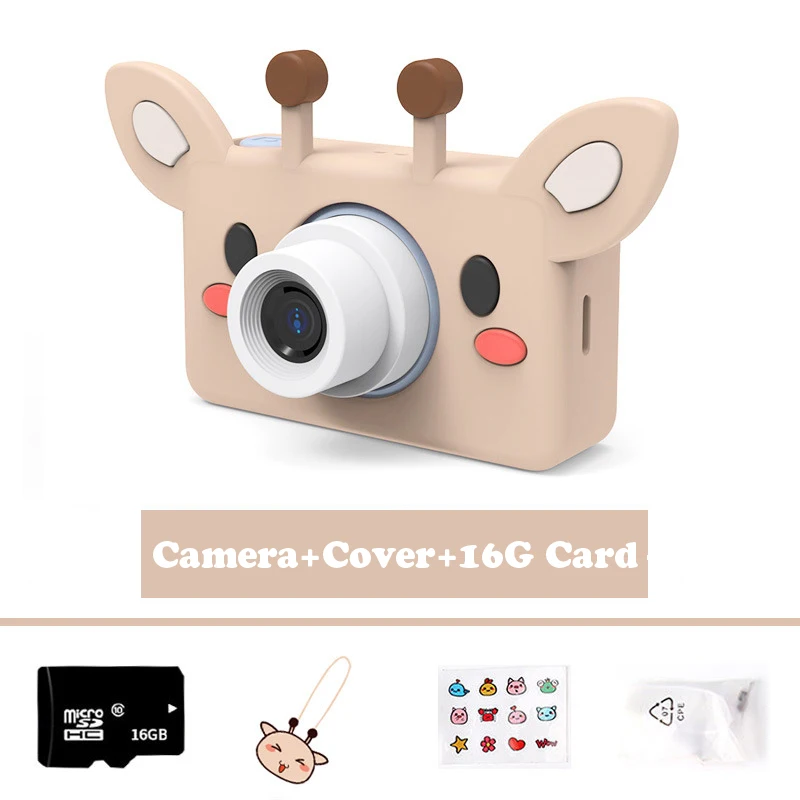Camera-Cover-16G TF 24,0 МП HD мини-камера для детей, цифровая видеокамера с мультипликационным принтом для детей, перезаряжаемая камера для съемки, игрушки, подарки для детей - Цвет: Camera-Cover-16G TF