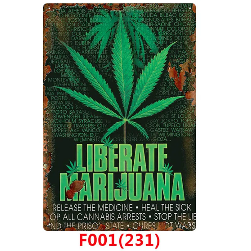 Светло-желтый 1pc Weed Retro Metal Tin Signs Poster California Vintage Tinplate Poster Bar Cafe Wall Decoration Poster 20*30cm - Цвет: Светло-желтый