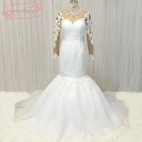 superkimjo long sleeve lace wedding dresses mermaid crystals luxury african wedding gown 2020 vestido de noiva