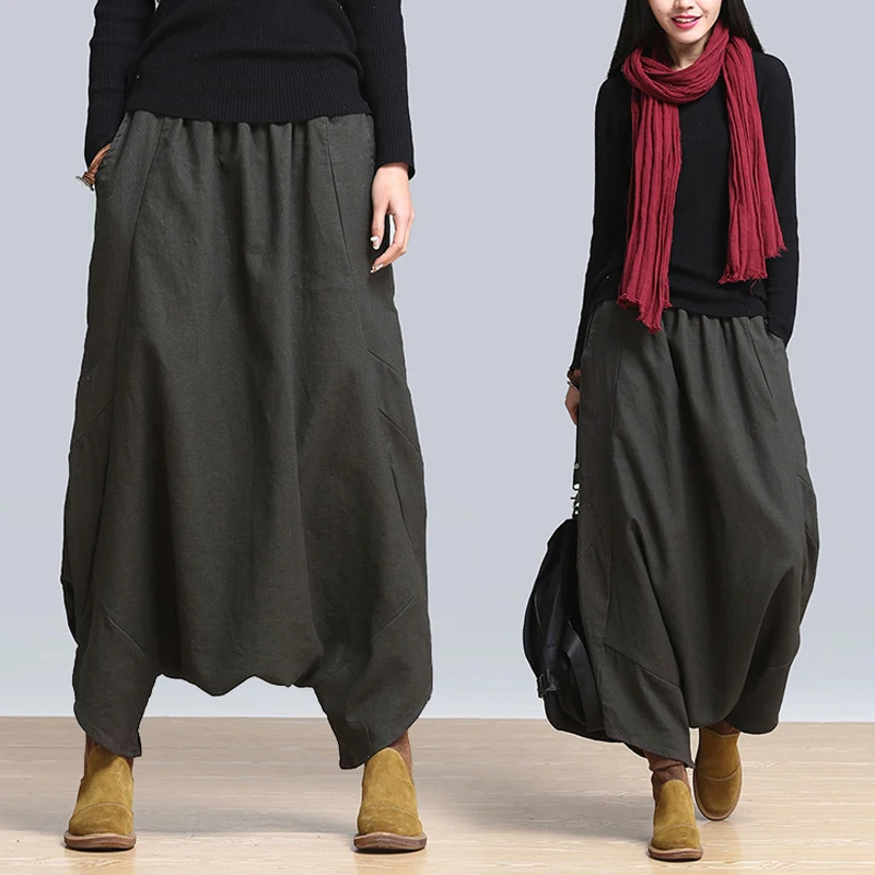 Женские шаровары с высокой талией винтажные свободные брюки карманами лето 2020 |