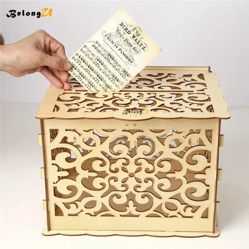 Сделай Сам винтажная Свадебная коробка для денег конверт деревянная карт