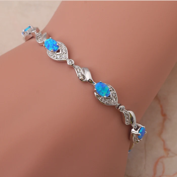 

Hot Sell Wholesale Amazing Blue Fire Opal Zircon Silver Stamped Christmas Bracelets OB014 Fashion Jewelry