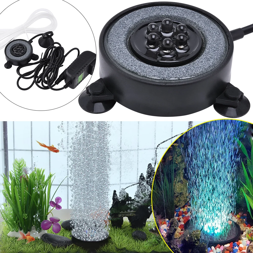 

Multi-Colored LED Aquarium Light Color Changing LED Light Round Fish Tank Bubbler with Auto Color Changing LED Light D30