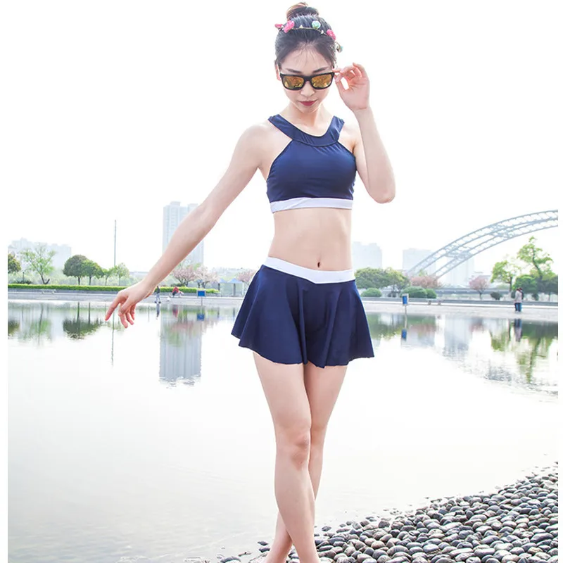 2018 новый корейский купальник для девочек два предмета женский плавки пляжный