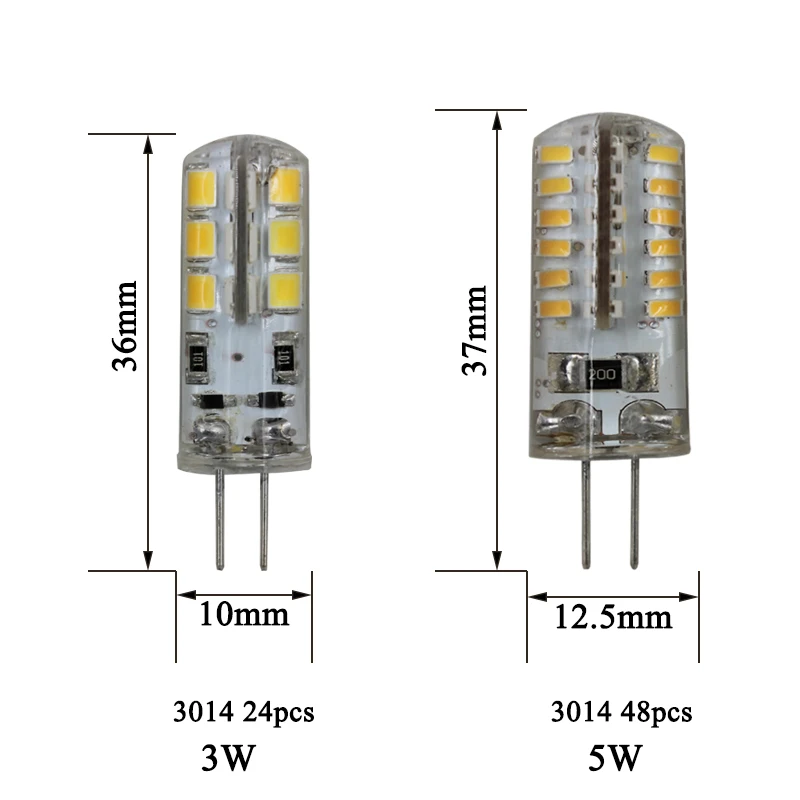 10 шт. G4 Светодиодный светильник SMD 3014 кристальная силиконовая лампа 12 В 220 360 Угол