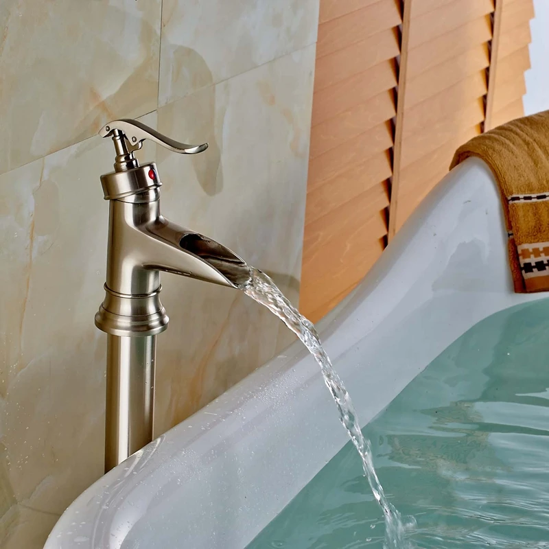 Напольное крепление Матовый никель ванна кран Наполнитель бесплатно Stnading