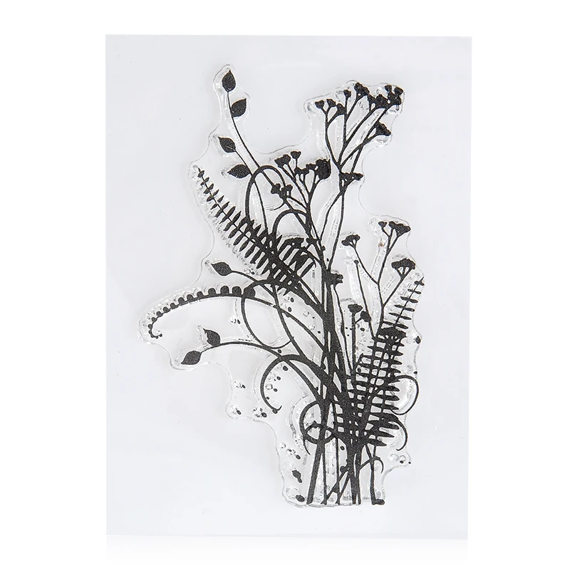 Модные Силиконовые Цветы и трава Прозрачный Очистить резиновый штамп лист