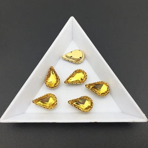 topaz 48 шт 6x10 мм заостренный стеклянный кристалл в форме слезы Необычные камни в кружева латунный коготь 4 отверстия настройки для изготовления ювелирных изделий - Цвет: topaz