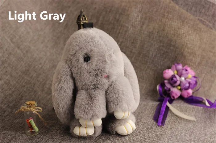 18cm Light Gray 18 см Искусственный мех Рекс кролик брелок большой помпон кролик игрушки брелок, украшение игрушка Заяц автомобиль брелок для ключей женская сумка Подвески Ювелирные изделия кукла подарок - Цвет: 18cm Light Gray