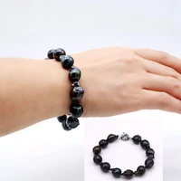black baroque pearl bracelet natural freshwater pearl irregular shape bracelet flame ball beaded bracelet for women