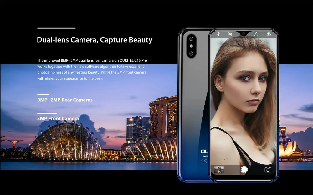 OUKITEL C15 Pro, экран капли воды, 2 ГБ, 16 ГБ, Android 9,0, мобильный телефон MT6761, отпечаток пальца, распознавание лица, 2,4G/5G, WiFi, 4G, LTE, смартфон