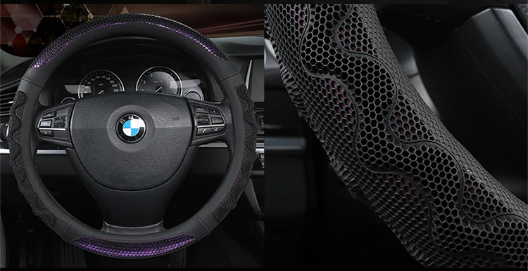 KKYSYELVA аксессуары для салона автомобиля черные автомобильные спортивные чехлы на руль кожаные 38 см автомобильные чехлы