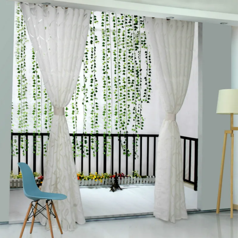 

New Modern Window Curtains Decoration Fashion Cut Flowers Voile Blind for Living Room Bedroom 6 Colors