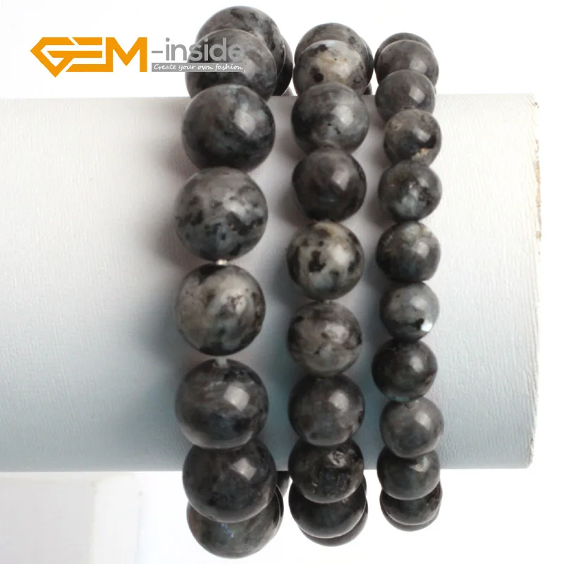 Gem-inside 6-12 мм 7 5 дюймов круглые серые бусины из Лабрадорита DIY браслеты брелок