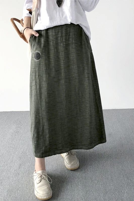 Женская юбка средней длины Saia однотонная хлопковая трапециевидной формы до