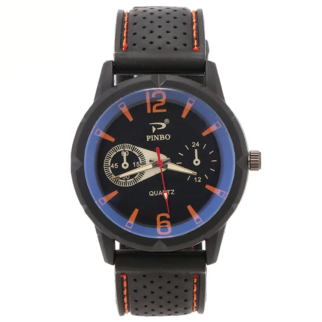 Новые мужские кварцевые часы модные спортивные сплав Циферблат силиконовый