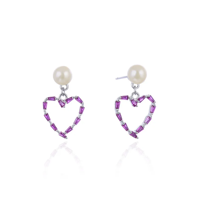 

YJAR002254 новые модные простые серьги в виде сердца из бисера женские серьги из стерлингового серебра S925 серьги-гвоздики для ушей Милая женская...