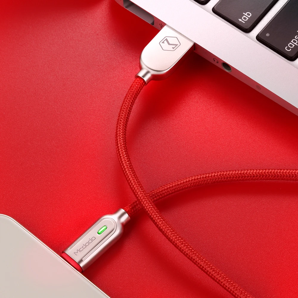 Mcdodo USB зарядный кабель светодиодный 2A для iPhone X XR XS Max 8 7 6s Plus кабель Lightning Быстрая зарядка данных Авто отсоединить кабель - Цвет: iPhone silver Red