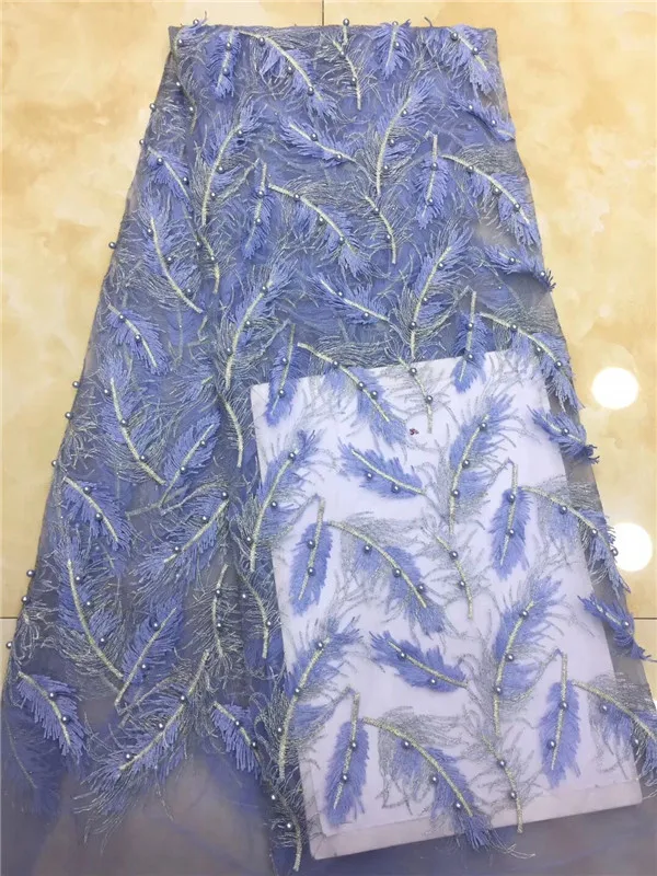 Purple Nigerian French Lace Fabrics 2019 African Tulle Fabric High Quality Wedding For Dress sky blue | Дом и сад