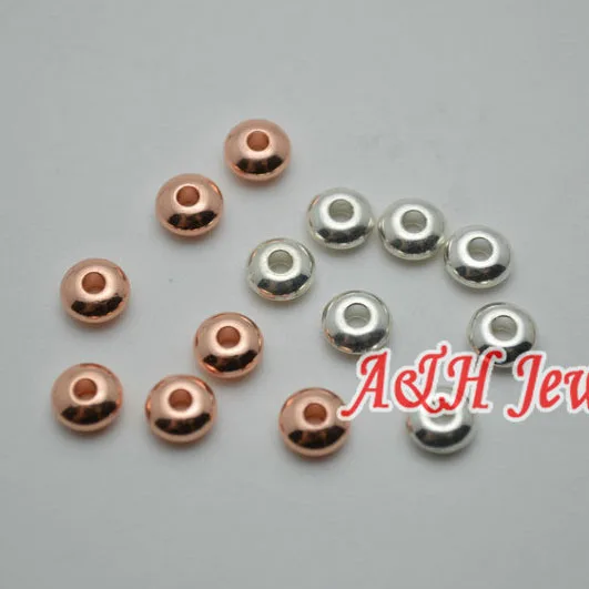 

100pc/lot 2.5mm Rose Gold Silver Plated 2mm Big Hole Solid Spacer Beads For Fashion Jewelry Making Materials