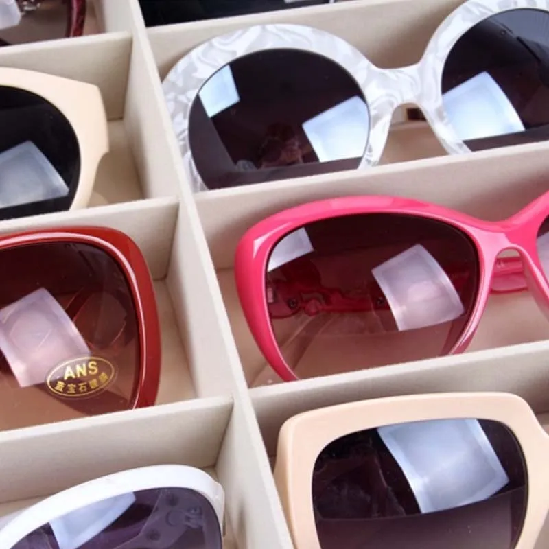 

New Fashion PU Leather 8 Grids Sunglasses Show Box Eyewear Display Stand Holder Storage Box Glasses Storage Box
