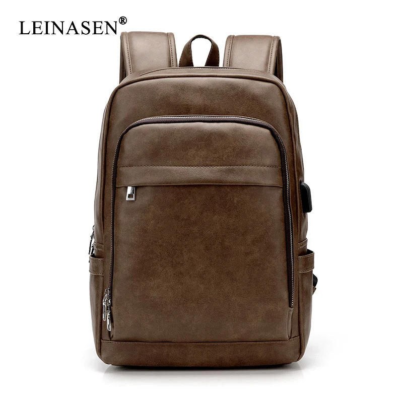 New PU Leather Backpack Luxury Messenger Laptop Large Capacity Softback Brand Business Men Bag Office Casual | Багаж и сумки