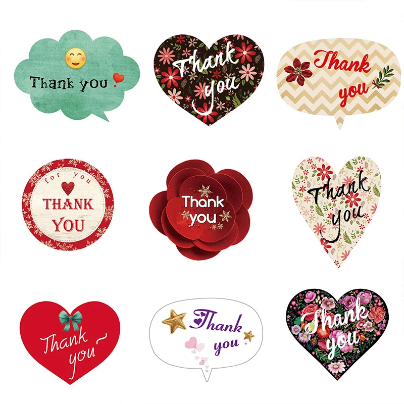 600 шт/рулон, наклейки с надписью «Love Heart Thank You», этикетки для печати, декорированные цветами, Уплотнительная паста для упаковки подарков, офисные школьные принадлежности