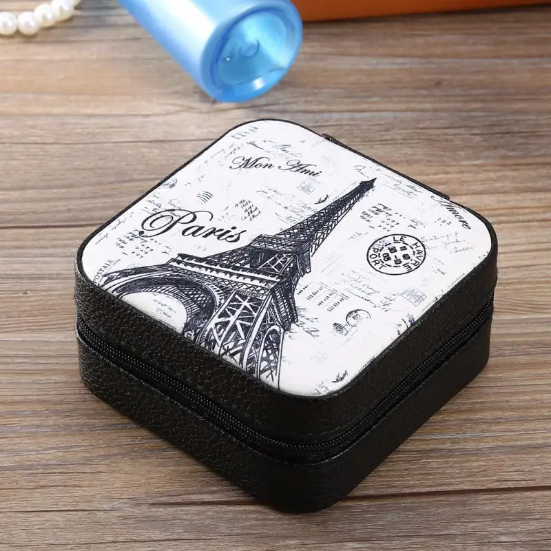 Мини 6 видов ювелирных изделий Коробка PU молния путешествия серьги ожерелье