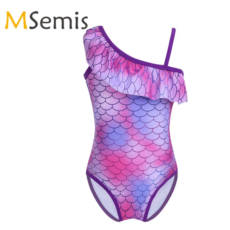 Детский купальный костюм Русалочки цельный с принтом для девочек