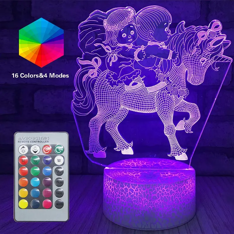 unicorn 16 Дистанционный Единорог светодиодный 3D ночной Светильник детский ночной Светильник многоцветная настольная лампа детский день рождения праздник девушка друг свет единорога подарок - Испускаемый цвет: unicorn 16