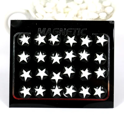 star 12pairs С Фабрики Напрямую модные ювелирные изделия мультяшный стеклянный низ симпатичный магнит серьги-гвоздики 12 пар/лот - Окраска металла: star 12pairs