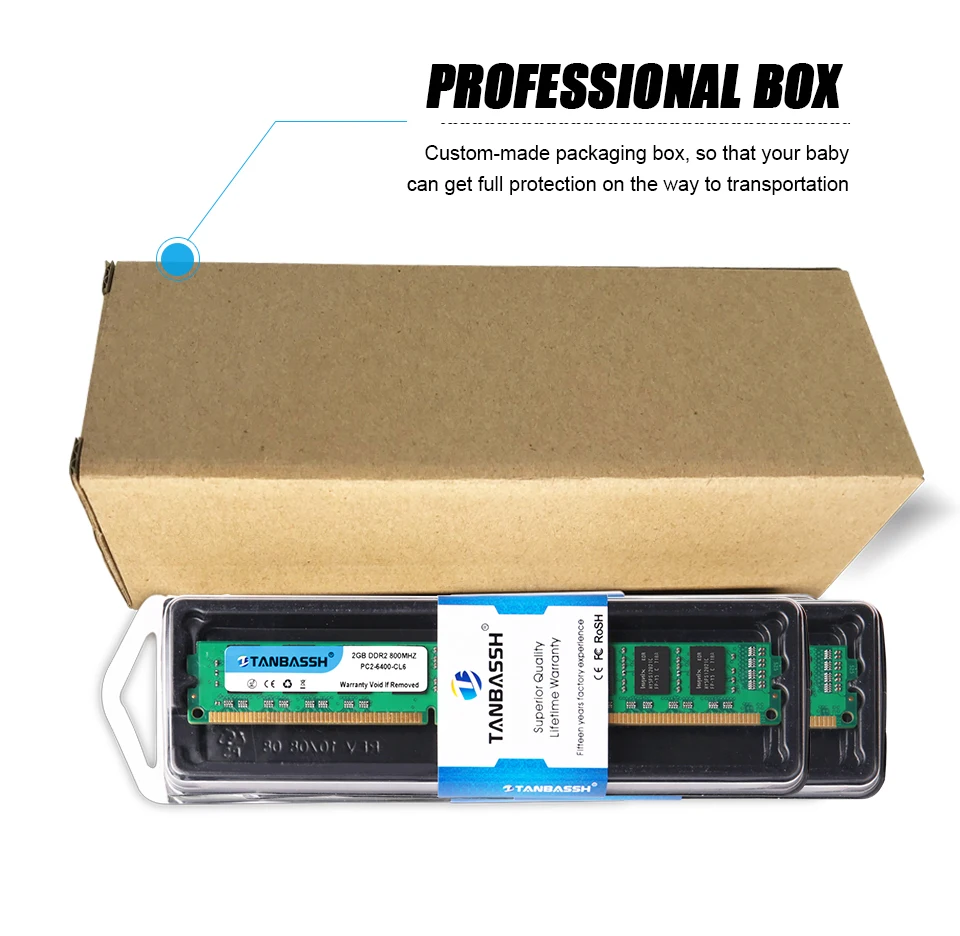 DDR2 8GB(4 шт. X 2 GB) 2GB Ram 800Mhz PC2-6400U 240Pin 1,8 V CL6 настольная память TANBASSH