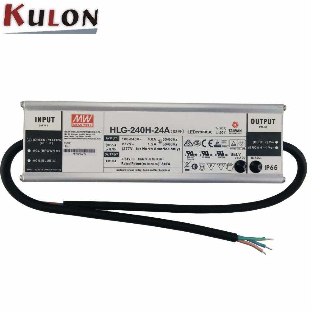 Подлинный Meanwell HLG 240H 24A 24В Регулируемый источник питания 240 Вт 10А IP65