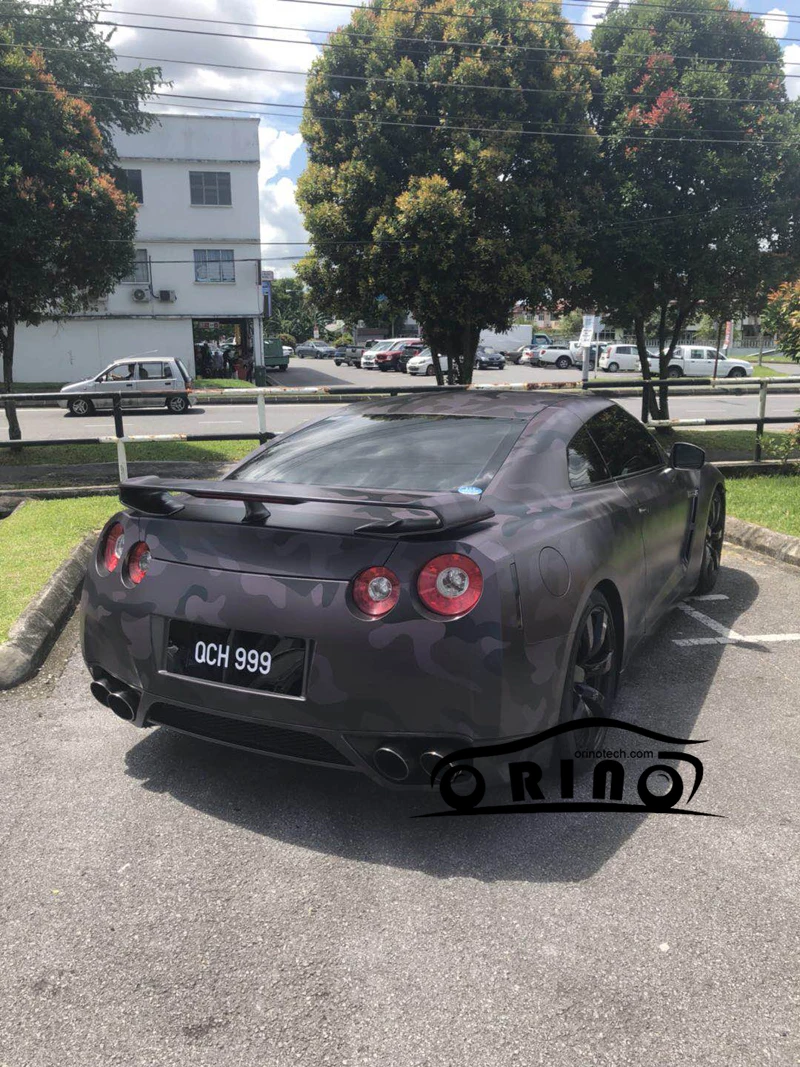 Камуфляжная пленка для автомобиля ORINO Jumbo черная серая виниловая с воздушным