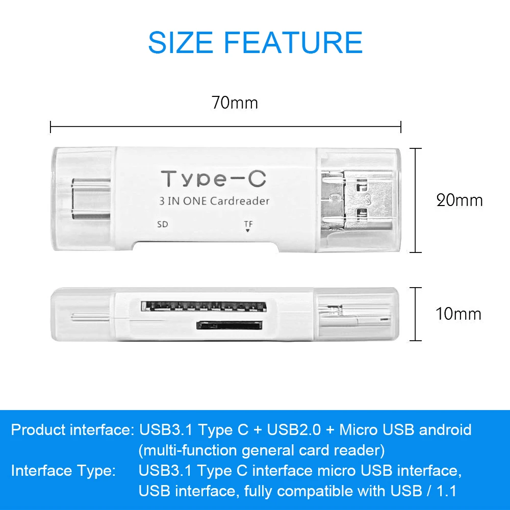 Ahowie 2 в 1 USB OTG SD кардридер type-c для huawei samsung Xiaomi 3 Macbook и ПК ноутбук Android TF | Мобильные